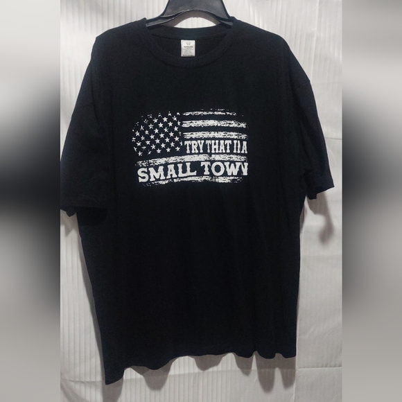 Silverlake 2XL Black Graphic T-Shirt with American Flag Design "Try That..." - Picture 2 of 5
